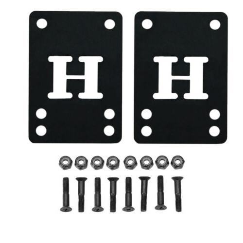 Risers And Hardware Red Colored 1/8" 3mm Pads, Black 1" Bolt