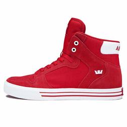 Supra Men's Vaider Hi Top Sneaker Shoes Formula One Red Wht 