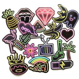 Neon Retro Style Sticker Pack Lot, PVC Vinyl Laptop Decal Bo