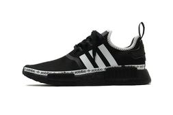 🔥 adidas NMD R1 Oreo Logo Strip Gym Shoes Core Black Whit
