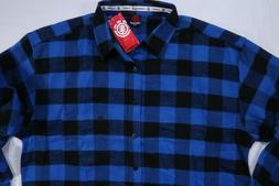 Flannel Long Sleeve Button Up Mens Xxl Buffalo Check Blue