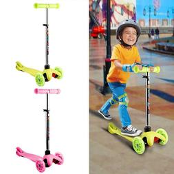 Pushing Kick Scooter for Kids Adjustable 3 Wheel Glider with