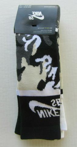 Ing Dri-fit Men Crew Socks Black Tan Gray White Camo 2 Pr 8-