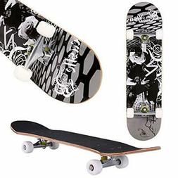 Aceshin Skateboard,31" x 8" Complete PRO Skateboard, 9 Layer