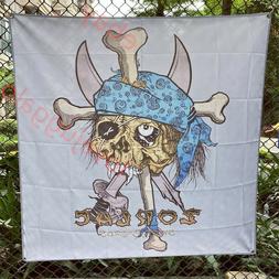 Banner Pushead Pirate Skull W Bule Bandana Flag Poster 4x4 F