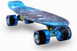 Complete 22 Inch Mini Cruiser Retro Kids Boys Blue Galaxy
