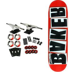Complete Brand Logo Red/black 8.47' Raw Trucks White Wheels
