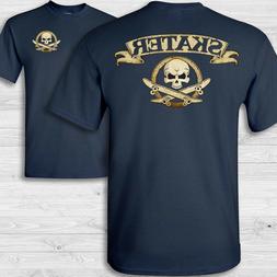 Crossbones T-shirt - Skateboarder Skateboarding Skull Badge 