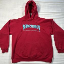 Magazine Flames Logo Hoodie Pullover Sweatshirt Burgundy - M