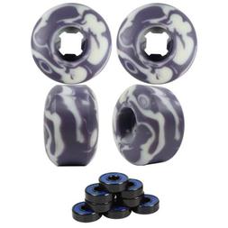 Wheels Set 52mm X 32mm 99a Purple/white Swirl With Bearings