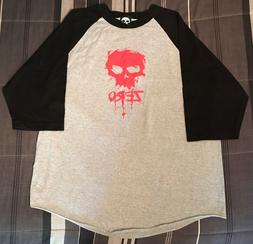 S Raglan T-shirt Zero Skull Jersey Style Shirt Men's Xl Rare
