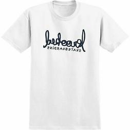 Krooked Skript T-Shirt - Size: X-LARGE White/Navy