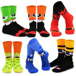 TeeHee Novelty Cotton Fun Crew Socks 6-Pack for Men Guitar S
