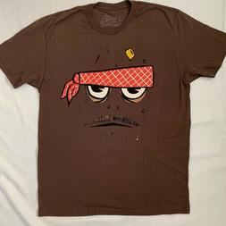 Cotton T-shirt Mens Size L Large Brown